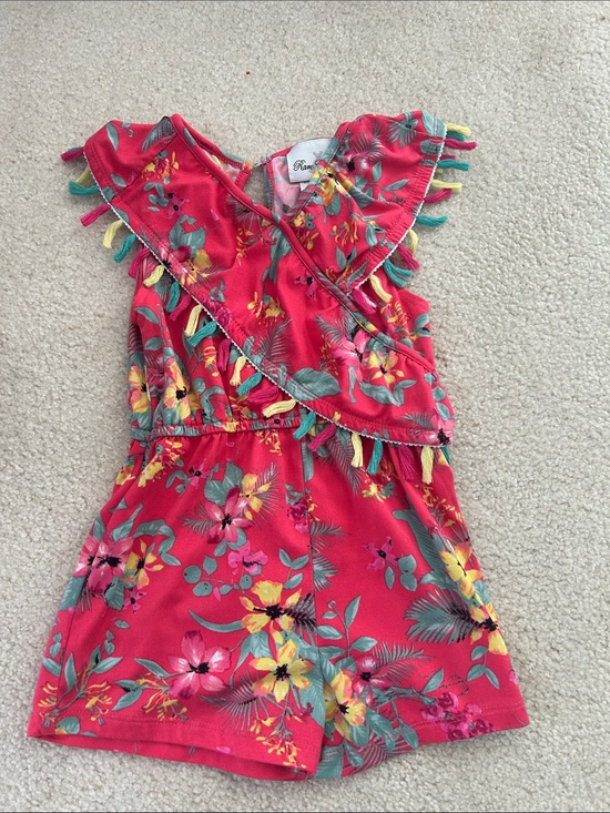Rare Editions Other - Girls size 5 floral bright tassel tropical soft one piece romper luau